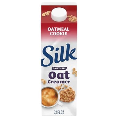 Silk Oat Creamer, Oatmeal Cookie, Smooth, Lusciously Creamy Dairy Free and Gluten Free Creamer From the No. 1 Brand of Plant Based Creamers, 32 FL OZ Carton