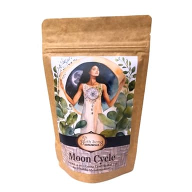 Birth Song Botanicals Organic Moon Cycle Menstrual Tea for Women, Herbal Period Cramp & PMS Relief, Hormone Balance, Bloat & Cycle Support Raspberry Leaf, Mugwort & Chamomile 30 Servings