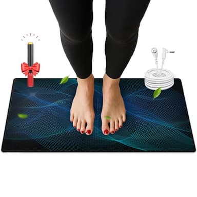 Grounding Mat for Desk, Grounded Mats for Sleep, Pain Relief, Stress Relief, Earth Connected Therapy. Grounding Pads with 15ft Cord, Indoor Grounded for Full Body Balance & Wellness Support(26.5x10in)