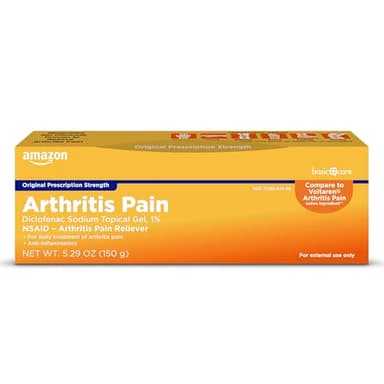 Amazon Basic Care Arthritis Pain Relieving Gel, Diclofenac Sodium Topical Gel, 1% (NSAID), 5.29 Oz (150 Grams) (Packaging may vary)