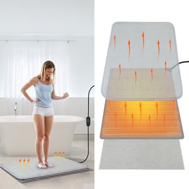 Enhon 3 in 1bathroom Heating Pad Set, Adjustable Temperature(32-147℉) and Time(0-24h) Mats, Heated Bath Rug with Memory Function, Waterproof Bathroom Mat, 22''x15.7'' (Memory Foam Bath Rug,Normal)