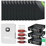 ECO-WORTHY Home Off-Grid Solar Power System: 10KW 120V/240V Output+ 15.36kWh Lithium Battery (3 * 48V100Ah)+ 4920W Solar Panel (12 * 410W)，Complete Hybrid Solar Kit Plug and Play