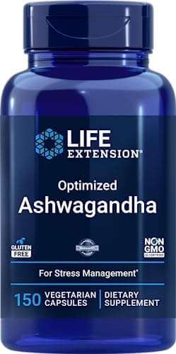 Life Extension Optimized Ashwagandha, 150 Veg Caps - Non-GMO, Gluten Free, Vegetarian Capsules