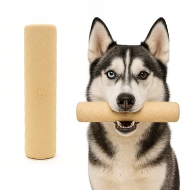 Monster K9 Indestructible Natural Series Chew Stick - Backed for Life - No Color Additives, Minimal Fillers, Safe Non-Toxic Rubber - Durable Toy for Aggressive Chewers - USA Made - 9"x2" Solid-Core