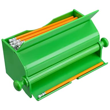 Geyee Pencil Dispenser for Classroom Green Acrylic Dispenser Holder Rolling Knob Pencil Storage Box for Teachers Students Desk Office Home Organization Supplies (1 Pcs)