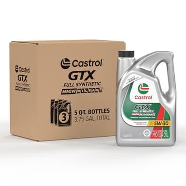 Castrol GTX Full Synthetic High Mileage 5W-30 Motor Oil, 5 Quart, Pack of 3