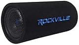 Rockville RTB80A Powered Subwoofer Bass Tube, 8", 400W Peak/200 Watts RMS, Deep Bass, Built-In Amp, Crossover, Vented Enclosure, Perfect for Car Audio