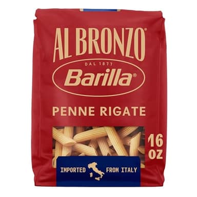 Barilla Al Bronzo Penne Rigate Pasta (1 lb), Bronze Cut Pasta Created from High Quality Durum Wheat, Imported from Italy, Non-GMO, Kosher