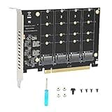 Quad M.2 NVME SSD to PCI-E 4.0 X16 Adapter, High Speed 4x32Gbps Soft Raid Card with Individual LED Indicator Support 2230 2242 2260 2280 (ph44)