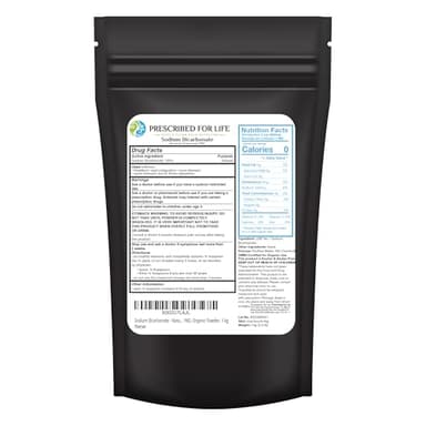 Prescribed For Life Sodium Bicarbonate Powder, Organic Aluminum Free Baking Soda, Bicarbonato de Sodio en Polvo, USP Grade (1kg / 2.2lb)