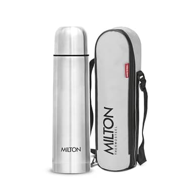 Milton Thermosteel Flip Lid 500, Double Walled Vacuum Insulated Thermos 500 ml | 16 oz | 24 Hours Hot and Cold Water Bottle with Cover, Stainless Steel, BPA Free, Leak Proof | Silver