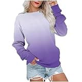 Ceboyel Long Sleeve Shirts for Women Crewneck Sweatshirt Pullover Casual Long Sleeve Tops Trendy Loose Fit Fall Clothing 2023 Oversized Sweatshirt Women Purple S