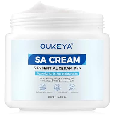 OUKEYA SA Cream for Rough & Bumpy Extremely Dry Skin with 5 Kinds of Ceramides & Salicylic Acid,Exfoliating Moisturizing Body Lotion with Long-Lasting Moisture,12.35 oz