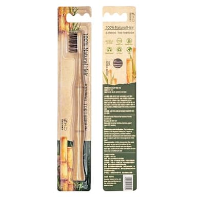 YSEDF Natural Horsehair Bamboo Handle Toothbrushes, 2 Count No Nylon Totally Biodegradable Horse Hair and Bamboo Toothbrushes