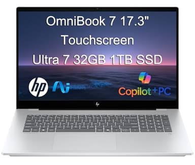HP OmniBook 7 (Next Gen Envy 17) AI Laptop (17.3" FHD Touchscreen, Intel Core Ultra 7 258V, 32GB DDR5, 1TB SSD, ARC 140V GPU (16GB)), Copilot+ PC for Business, Designer, 5MP IR Webcam, Win 11 Pro