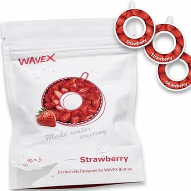 WAVEX 3-Pack Strawberry Aroma Scent Pods, Only Scent-Powered Water Bottles –Zero Sugar and Additives, Calorie-Free Hydration – Each Pod Lasts Up to 7L–Refill Scent Rings (Not a Food or Drink)