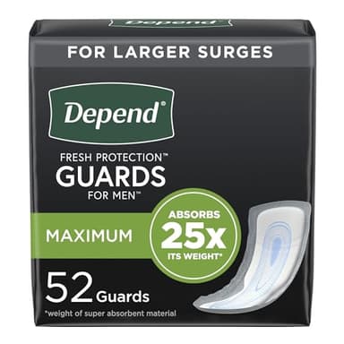 Depend Fresh Protection Guards for Men Male Incontinent Pad Cup Shape 12" L 13792, 76, 156 Ct