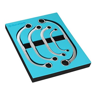 DURATECH Half Moon Box Wrench Set, SAE, 5-Piece, 5/16'' to 7/8'', 12 Point, CR-V Steel, with EVA Foam Tool Organizer