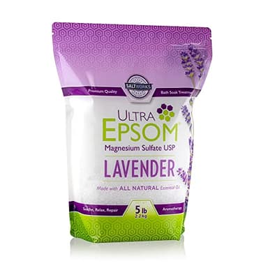 SaltWorks Lavender Ultra Epsom Bath Salt, USP Grade, 5 lb Bag