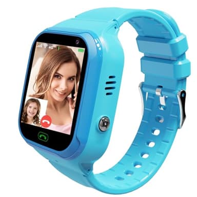 Naumish 4G Kids Smart Watch with GPS Tracker, Smartwatches with Video Calling Voice Chat One Key Class Mode SOS Calls Camera Alarm Clock Pedometer Touch Screen Gifts for 4-12 Girls Boys (Blue)