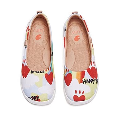 UIN Women's Ballet Flats Cute Casual Fancy Art Painted Travel Comfort Soft Round Toe Shoes Summer Rainbow (42)