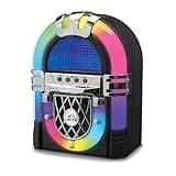 VICTOR VDTJ-1000 Mini Bluetooth Jukebox with Multicolor LED Lighting, Rechargeable Battery, Built-in Stereo Speaker, USB/SD Playback, and 3.5mm Aux Input for Wireless and Wired Music Streaming