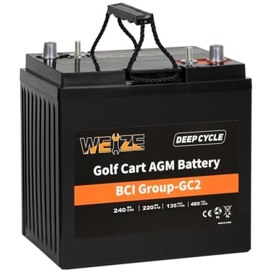 Weize GC2 6V Golf Cart Battery, 240ah Deep Cycle AGM Battery for Golf Cart, Scissor Lift, Scrubber Sweeper
