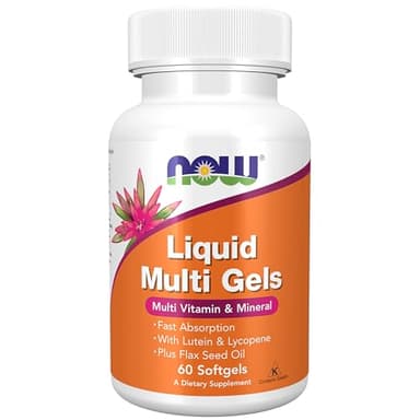 NOW Foods Supplements, Liquid Multi Gels with Lutein and Lycopene, plus Flax Seed Oil, 60 Softgels