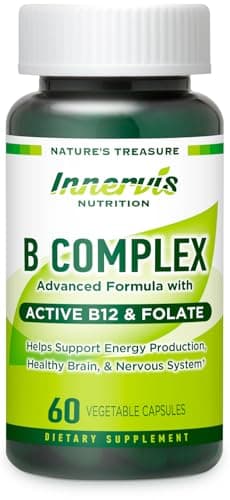 INNERVISNUTRITION Bioactive B Complex with Active B12 & Folate – Supports Energy, Brain & Nerve Health, 60 Vegan Capsules