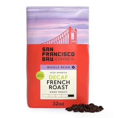 San Francisco Bay Coffee - Decaf Dark Roast Whole Bean Coffee - Decaf French Roast (2 lb bag) - Swiss Water Processed