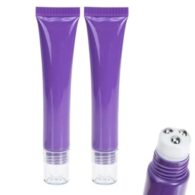 Beavorty Essentials Essential Oil Roller Tube 2pcs Refillable Face Hand Squeeze Bottles Squeezable Perfume Vial Cosmetics Oil Tubes Eye Face Cream Container for Gel Body Lotion 20ml Purple