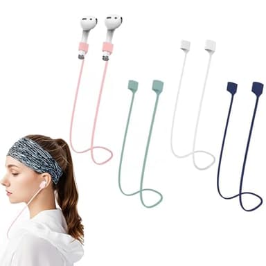Ansumg Magnetic Anti-Lost Straps for AirPod pro,Compatible with AirPods Colorful Soft Silicone Sports Lanyard, Neck Rope Cord (Green Pink White Blue)
