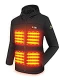PTAHDUS Women's Heated Jackets 5 Heat Zones Battery Pack Included, with Hand Warmer Pocket(Black, Large)