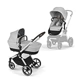 Cybex EOS 2-in-1 Stroller - Bassinet Stroller Converts to Toddler Stroller with One-Hand Recline - Bassinet and Toddler Seat Included, Reversible & Travel System Ready, Lava Grey