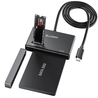 SUIDEK M.2 NVMe SSD Adapter, Type-C 10Gbps to M.2 and SATA Hard Drive Reader External M2 PCIe NVMe SSD Enclosure Compatible with (M Key&M+B Key) Any Sizes and 2.5"/3.5" SATA with 12V/2A Adapter