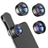 Upgraded 3 in 1 Phone Camera Lens kit-198° Fisheye Lens + Macro Lens + 120° Wide Angle Lens,Clip on Cell Phone Lens Kit Compatible with iPhone Samsung Android Smartphones