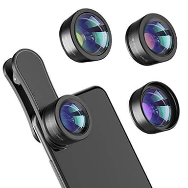 Phone Camera Lens,Upgraded 3 in 1 Phone Lens kit-198° Fisheye Lens + Macro Lens + 120° Wide Angle Lens,Clip on Cell Phone Lens Kit Compatible with Samsung Android Smartphones