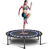 Newan 40'' Silent Fitness Mini Trampoline - Indoor Rebounder for Adults - Best Urban Cardio Jump Fitness Workout Trainer, Covered Bungee Rope System - Max Limit 330 lbs