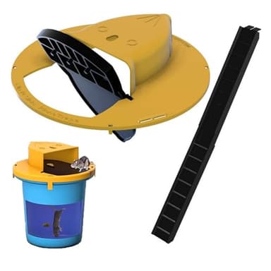 Mouse Trap Bucket Flip Lid with Auto Reset - Multi-Catch Rodent Trap for 5 Gallon Buckets - Indoor Outdoor Use, Detachable Design, Sturdy Yellow Lid