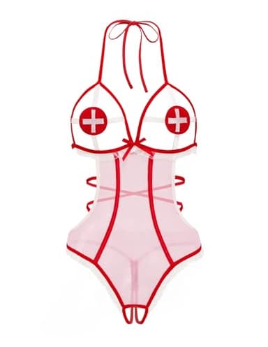 Avidlove Sexy Lingerie for Women Naughty Outfits Nurse Costume Cosplay Lingerie Bodysuit Pink XX-Large