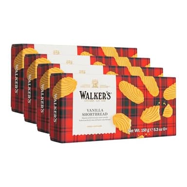 Walker's Shortbread Vanilla Cookies, Pure Butter Shortbread Cookies, 5.3 Oz Box (Pack of 4)