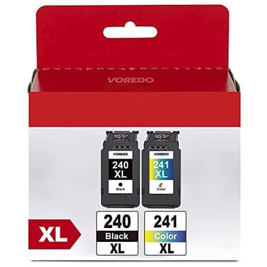VOREDO PG-240XL/CL-241XL Ink Cartridges Compatible for Canon 240XL 241XL Combo Pack Work with Canon PIXMA MG3620 MG3600 MG3520 TS5100 TS5120 MG3120 MG3520 MX472 MX452 MX512 MX532 Printer (2 Pack)