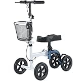 RINKMO Knee Scooter,All-Terrain Foldable KneeWalker Economical Leg Scooters for Foot Injuries Best Crutches Alternative (White+Blue)