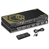 8K@60Hz 4K@120Hz HDMI2.1 Switch 4 in 1 Out with eARC,ARC Audio Extractor,7.1Ch,SPDIF 5.1Ch,48Gbps,HDCP2.3 Bypass,VRR,IR,3D,HDR 10,Dolby Atmos,Compatible with QLED TV,PS5,Xbox,Sonos Soundbar,Apple TV