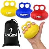 LoGest 3 Pack Hand Strengthener Devices Ball Exercisers - 3 Level Set for Therapy, Arthritis and Carpal Tunnel - Lightweigt Training Equipment Targets Fingers and Wrist Hand Exercisers for Strength 6J094G