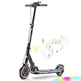 FanttikRide T9 Apex Electric Scooter for Kids 4.3-5.6 ft,200 W Motor, LED Colorful Lights with Bluetooth Music Speaker, 7/10/12 MPH Digital Display, Adjustable Height, Foldable, Up to 40 mins,Black