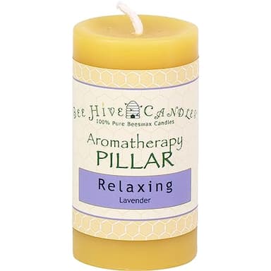 Bee Hive Candles 100% Pure Beeswax Aromatherapy Pillar Candle (2" x 3", Relaxing)
