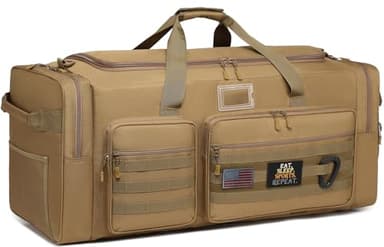 130L Extra Large Duffle Bag for Men, Heavy Duty Duffle Bag for Travel, Large Sports Gym Equipment Bag for Hockey Football Soccer Baseball Basketball & Team training, 130L, Brown