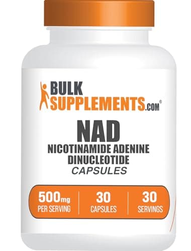 BulkSupplements.com NAD Capsules - Nicotinamide Adenine Dinucleotide, NAD Supplement 500mg - for Energy Support, Pure & Gluten Free, 1 Capsule per Serving, 30 Capsules (Pack of 1)