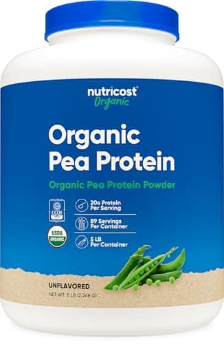 Nutricost Organic Pea Protein Isolate Powder (5LBS) - Unflavored, Certified USDA Organic, Protein from Plants, Vegetarian Friendly, Gluten Free, Non-GMO